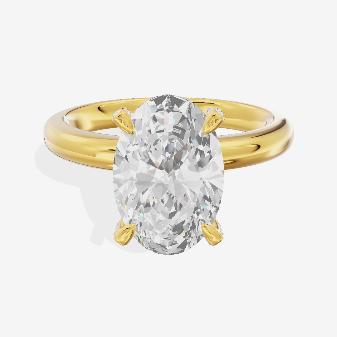 Hidden Halo Oval Engagement Ring (2.22 ct. tw.) in 18K Yellow Gold