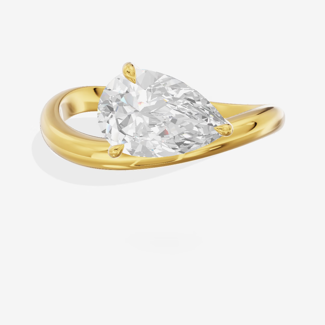 Solitaire Twist Pear Engagement Ring (1.01 ct.) in 14K Yellow Gold