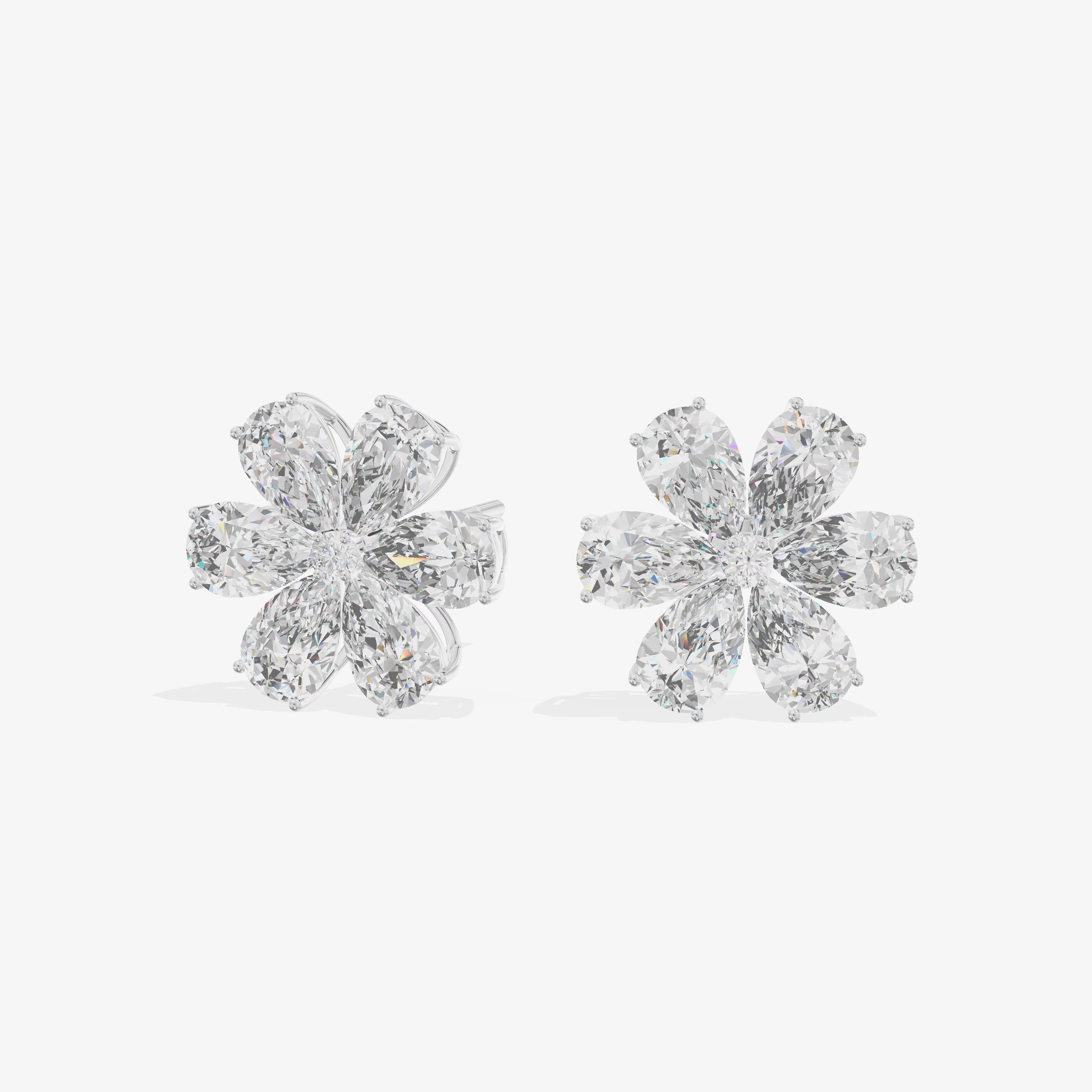 Six Pear Petal Flower Stud Earrings (2.06 ct. tw.) in 18K White Gold