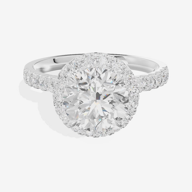 Halo Pavé Round Engagement Ring (1.56 ct. tw.) in 18K White Gold