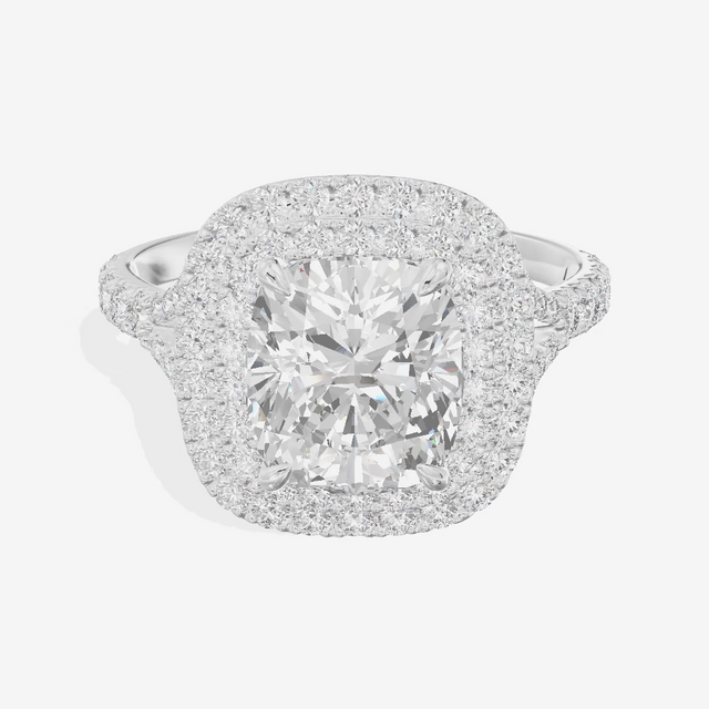 Double Halo Cushion Engagement Ring (2.2 ct. tw.) in Platinum