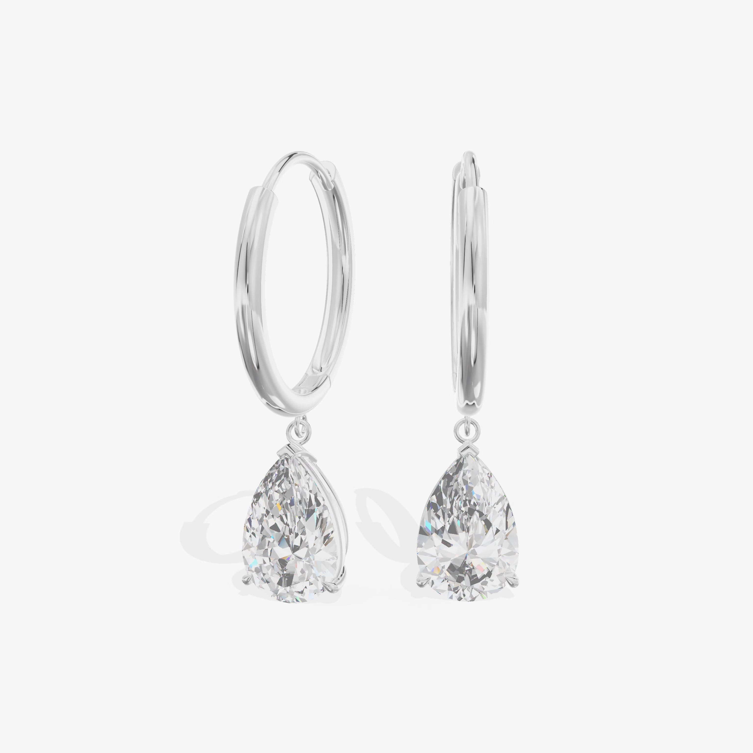 Pear Drop Huggie Hoop Earrings (1/2 ct. tw.) in 18K White Gold