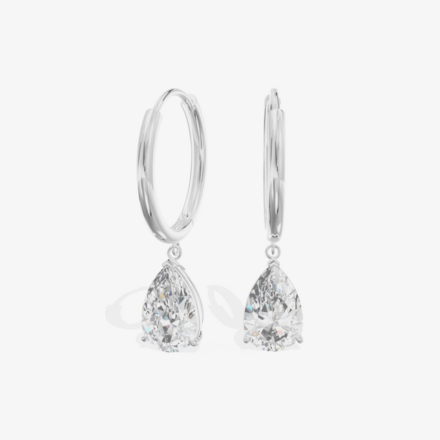 Pear Drop Huggie Hoop Earrings (1/2 ct. tw.) in 18K White Gold