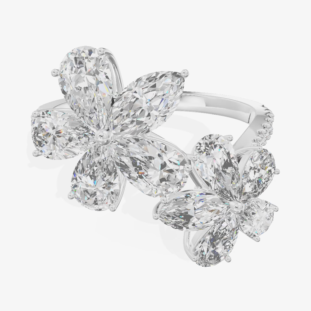 Three Stone Marquise Twist Engagement Ring (1/6 ct. tw.) in 18K White Gold