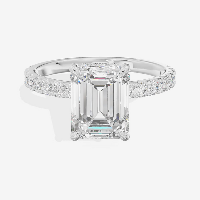 Pavé Emerald Solitaire Engagement Ring (2.04 ct. tw.) in 18K White Gold