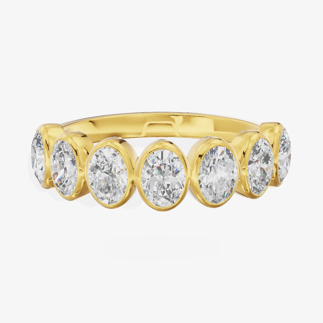 Vintage Bezel Half Eternity Oval Diamond Band (1.43 ct. tw.) in 14K Yellow Gold