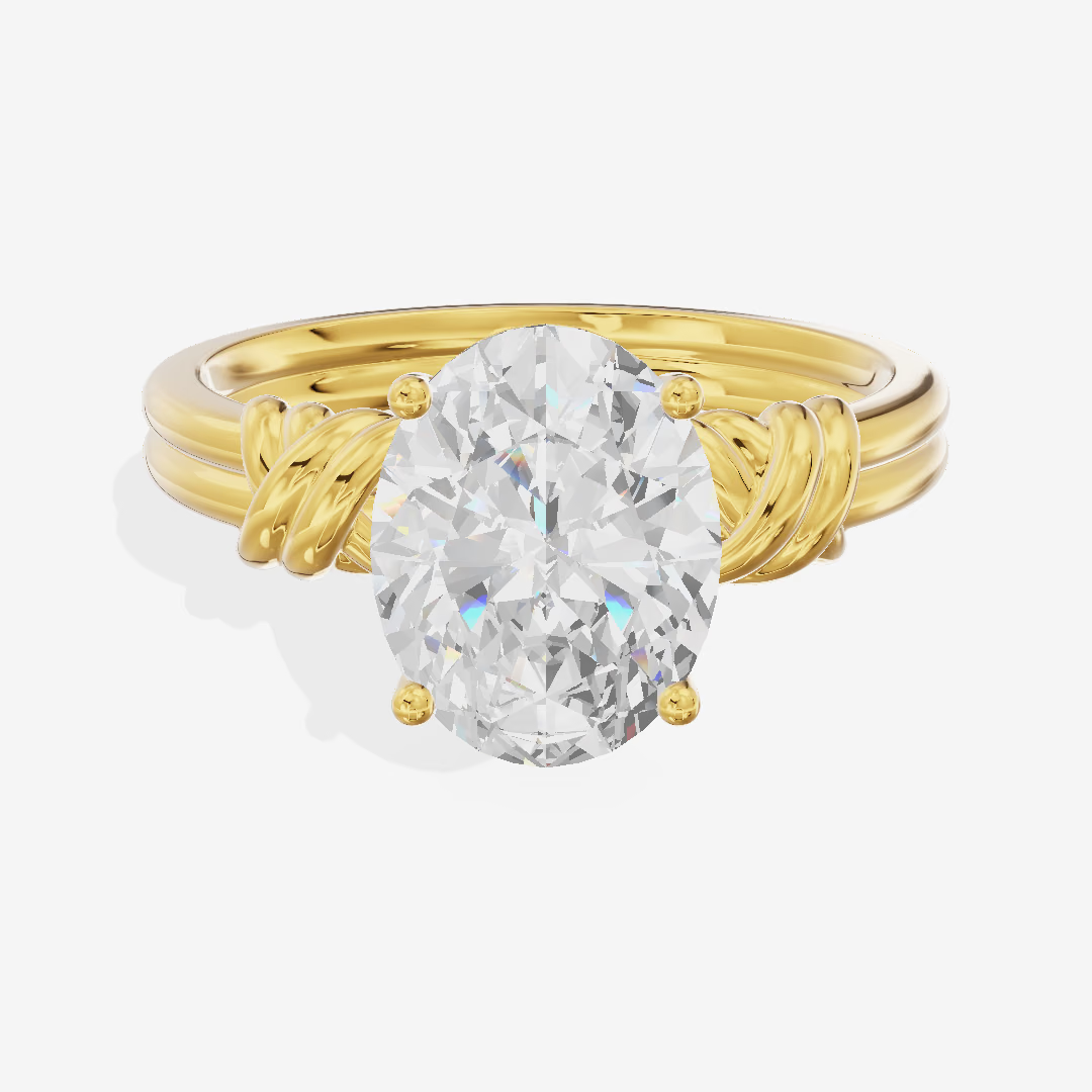 Knot Wrapped Double Band Oval Engagement Ring (2.01 ct.) in 18K Yellow Gold