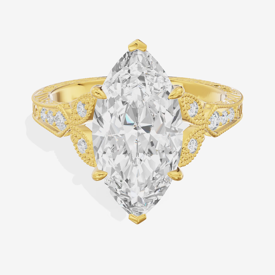 Vintage Milgrain Round Engagement Ring (3 ct. tw.) in 14K Yellow Gold