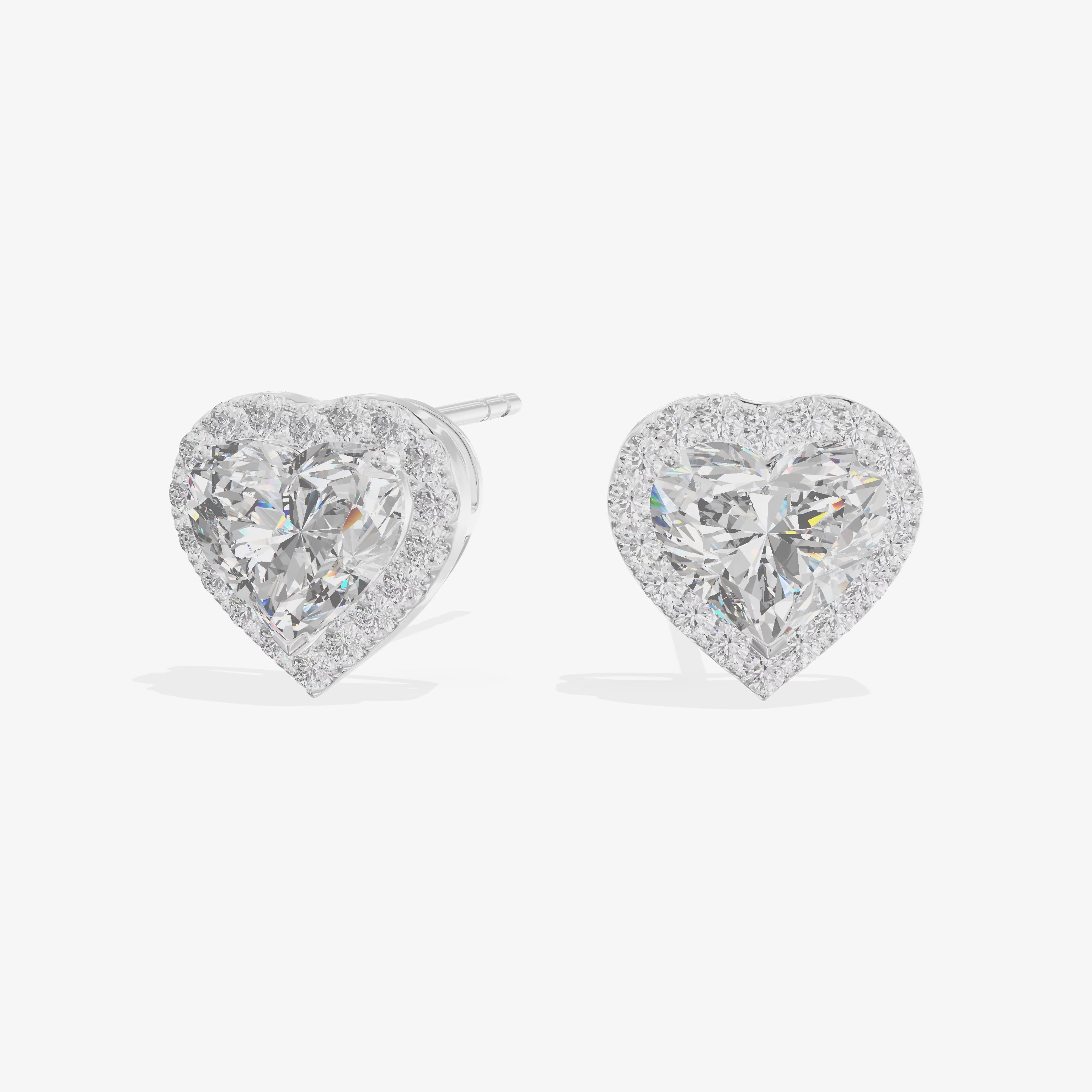 Pavé Halo Heart Stud Earrings (1.31 ct. tw.) in 18K White Gold