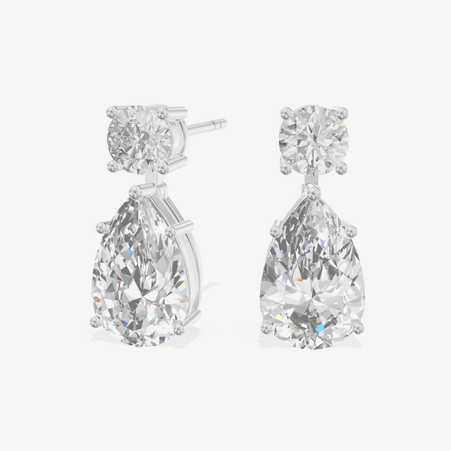 Round and Pear Drop Earrings (1.3 ct. tw.) in 18K White Gold