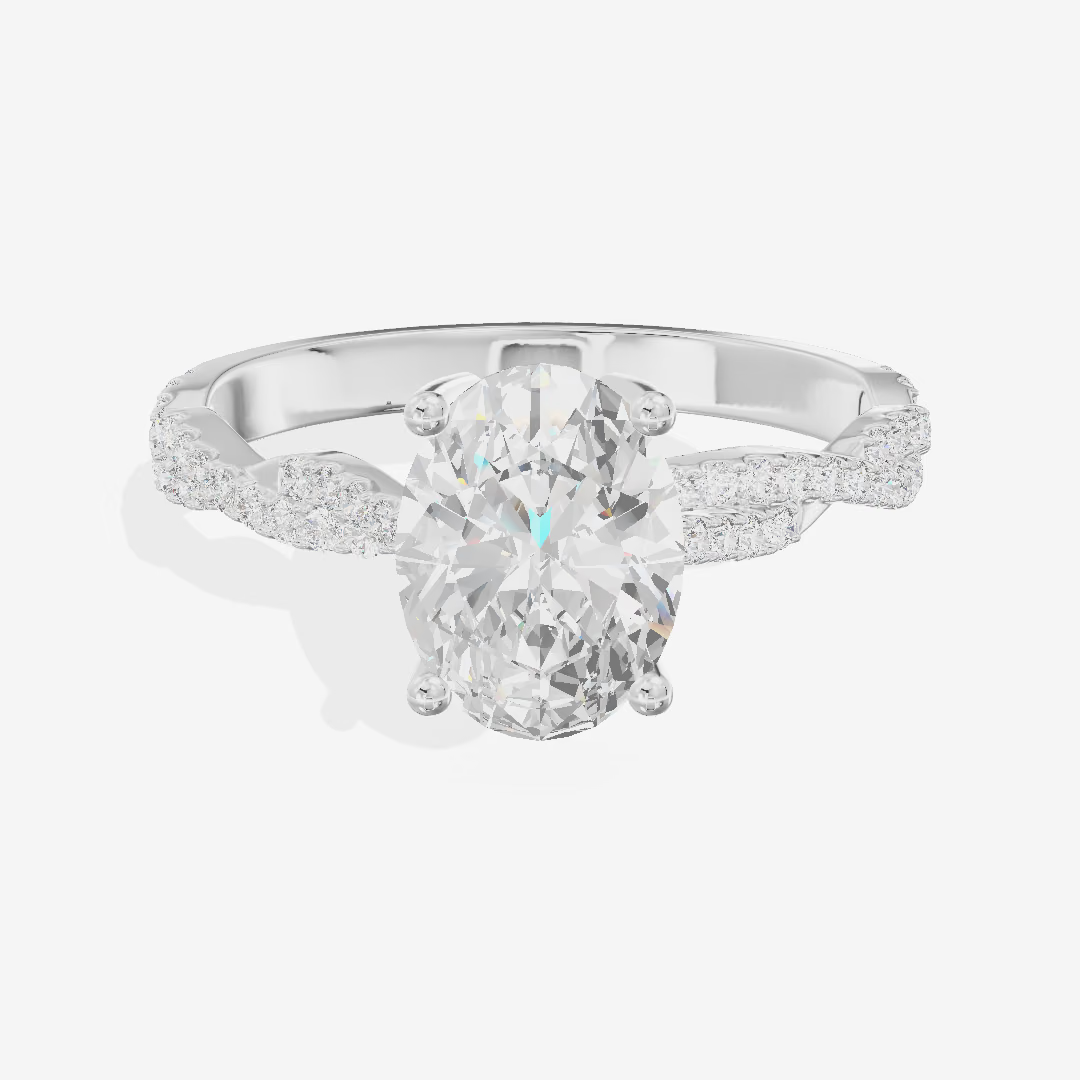 Solitaire Twist Oval Engagement Ring (2.09 ct. tw.) in 18K White Gold