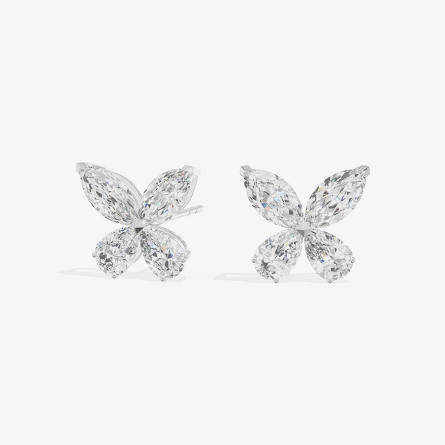 Butterfly Cluster Stud Earrings (1/2 ct. tw.) in 18K White Gold