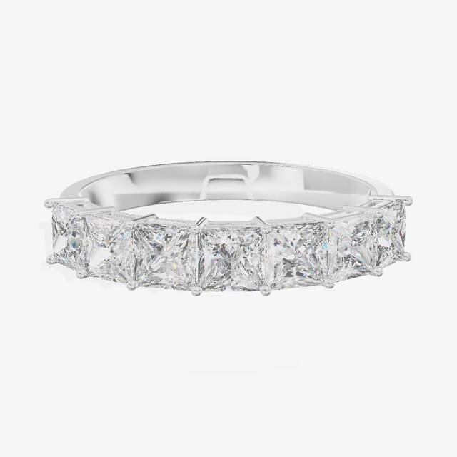 Bar Set Princess Half Eternity Diamond Band (1.15 ct. tw.) in 18K White Gold