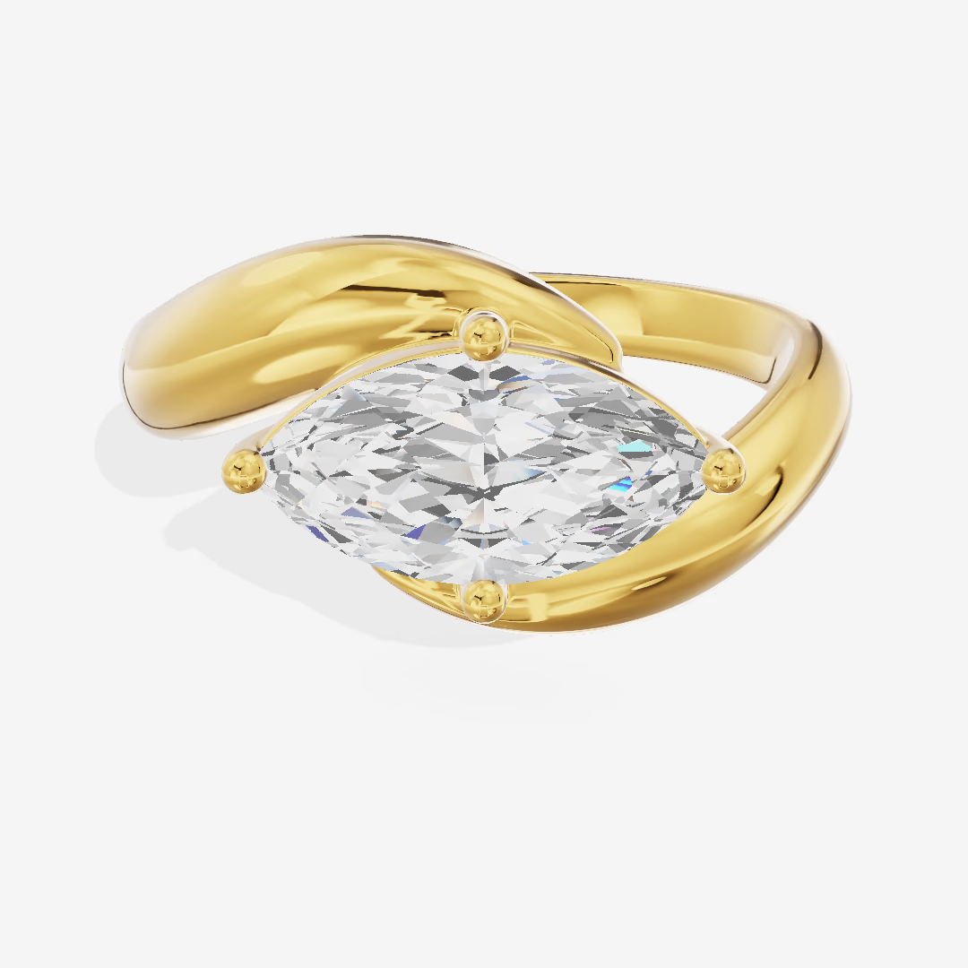 East-West Marquise Sculptural Engagement Ring (1.04 ct.) in 18K Yellow Gold