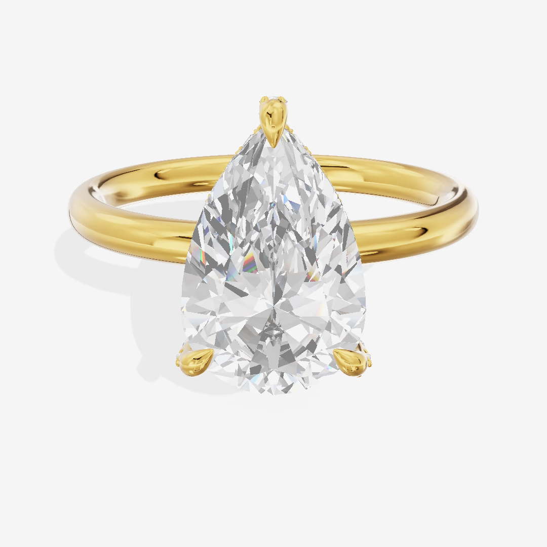 Hidden Halo Pear Engagement Ring (2.03 ct. tw.) in 18K Yellow Gold