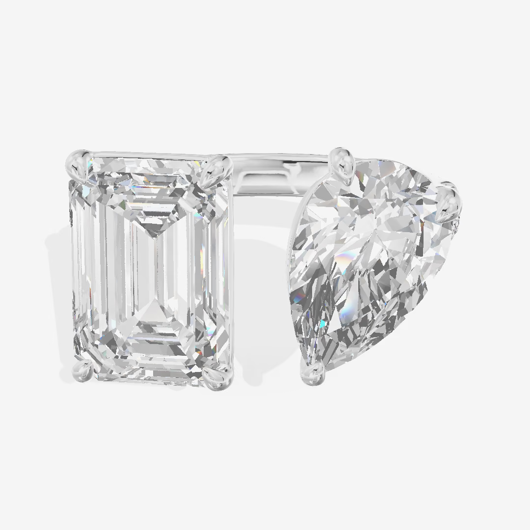 Toi et Moi Emerald and Pear Engagement Ring (3.05 ct. tw.) in 18K White Gold