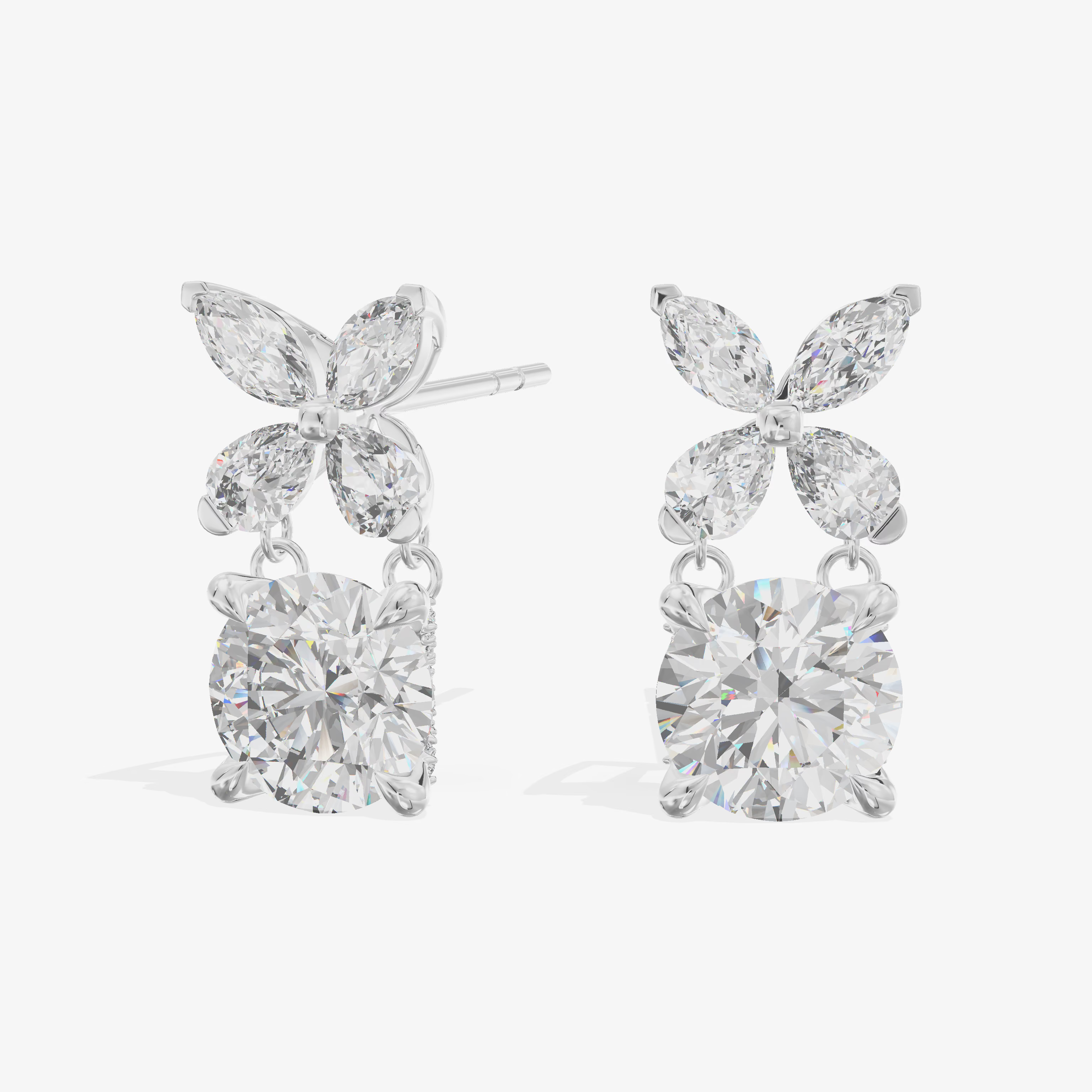 Marquise Petal Cluster Drop Earrings (1.52 ct. tw.) in 18K White Gold