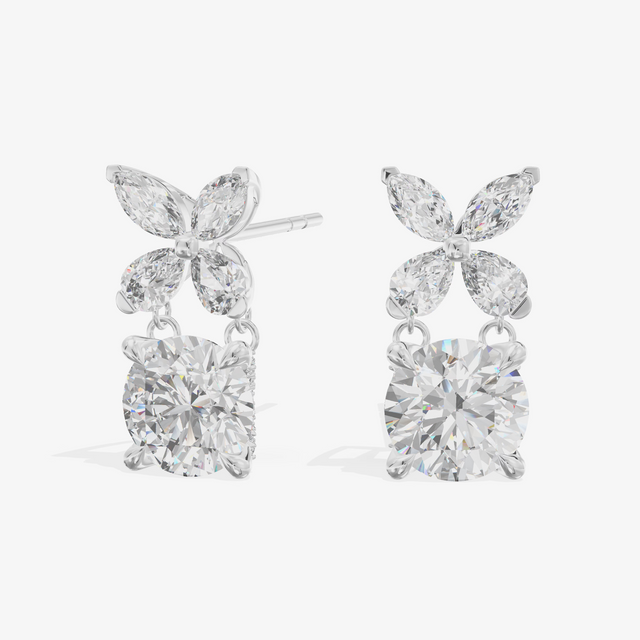 Marquise Petal Cluster Drop Earrings (1.52 ct. tw.) in 18K White Gold