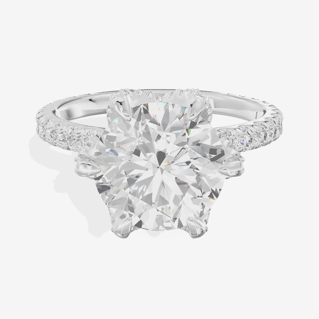 Hidden Halo Pavé Round Engagement Ring (3.02 ct. tw.) in 14K White Gold