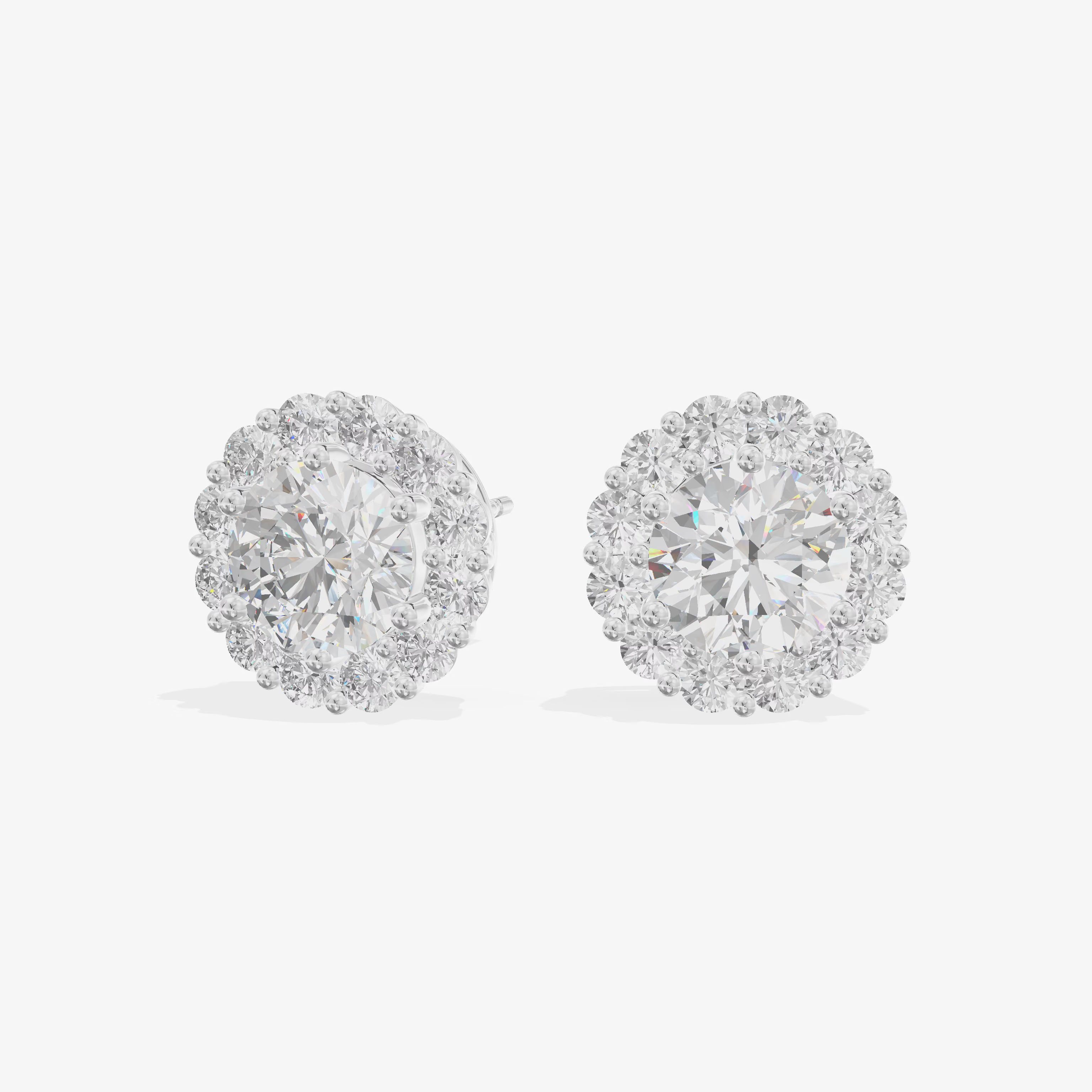 Pavé Halo Round Stud Earrings (1.02 ct. tw.) in 18K White Gold