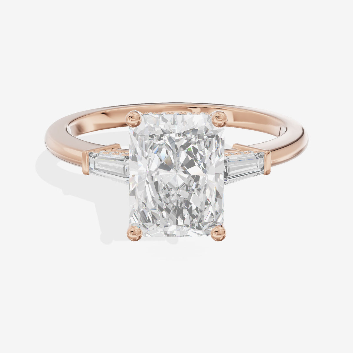 Liviana Three Stone Radiant Engagement Ring (1/4 ct. tw.) in 14K Rose Gold
