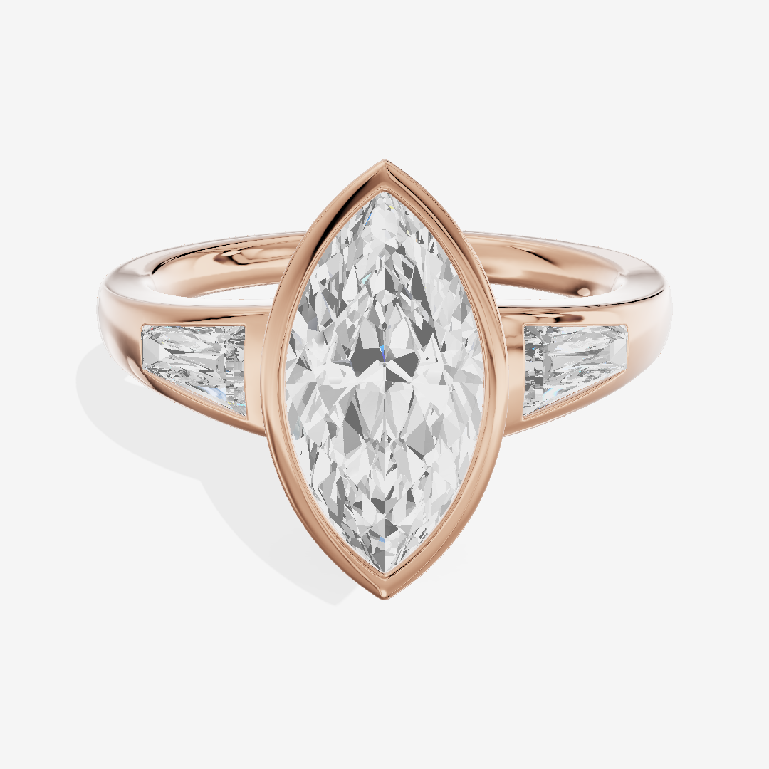 Modern Triade Marquise Three Stone Engagement Ring (1/2 ct. tw.) in 14K Rose Gold