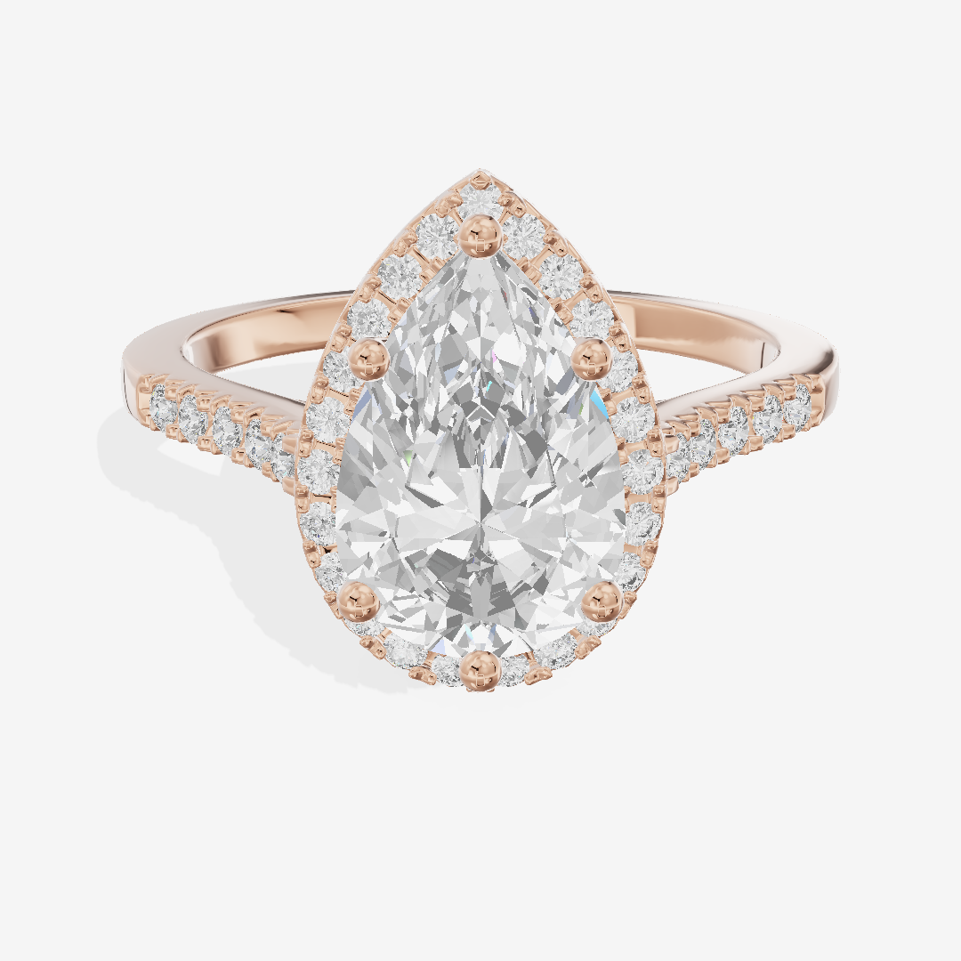 Lumera Halo Pear Engagement Ring (1/5 ct. tw.) in 14K Rose Gold