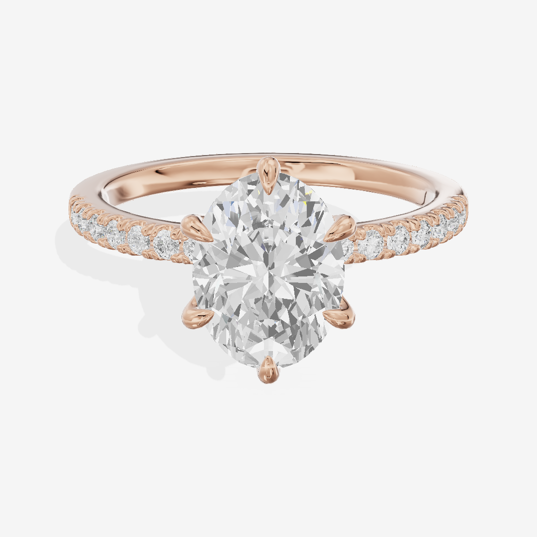 Promezza Cathedral Oval Engagement Ring with Side Stones (1/6 ct. tw.) in 14K Rose Gold