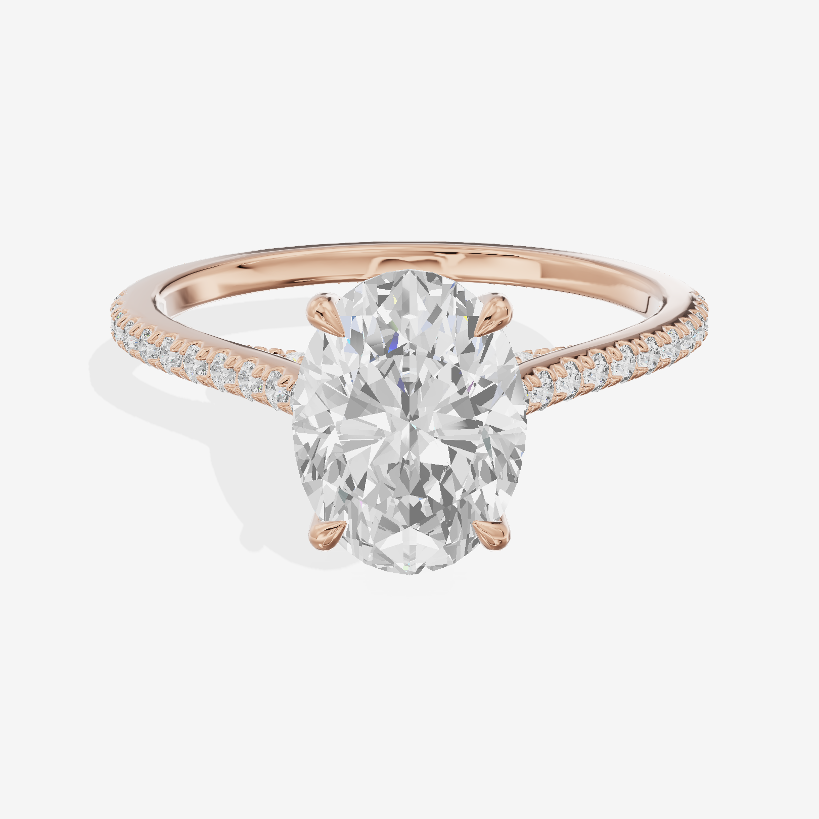 Grand Tender Oval Engagement Ring with Side Stones (1/8 ct. tw.) in 14K Rose Gold