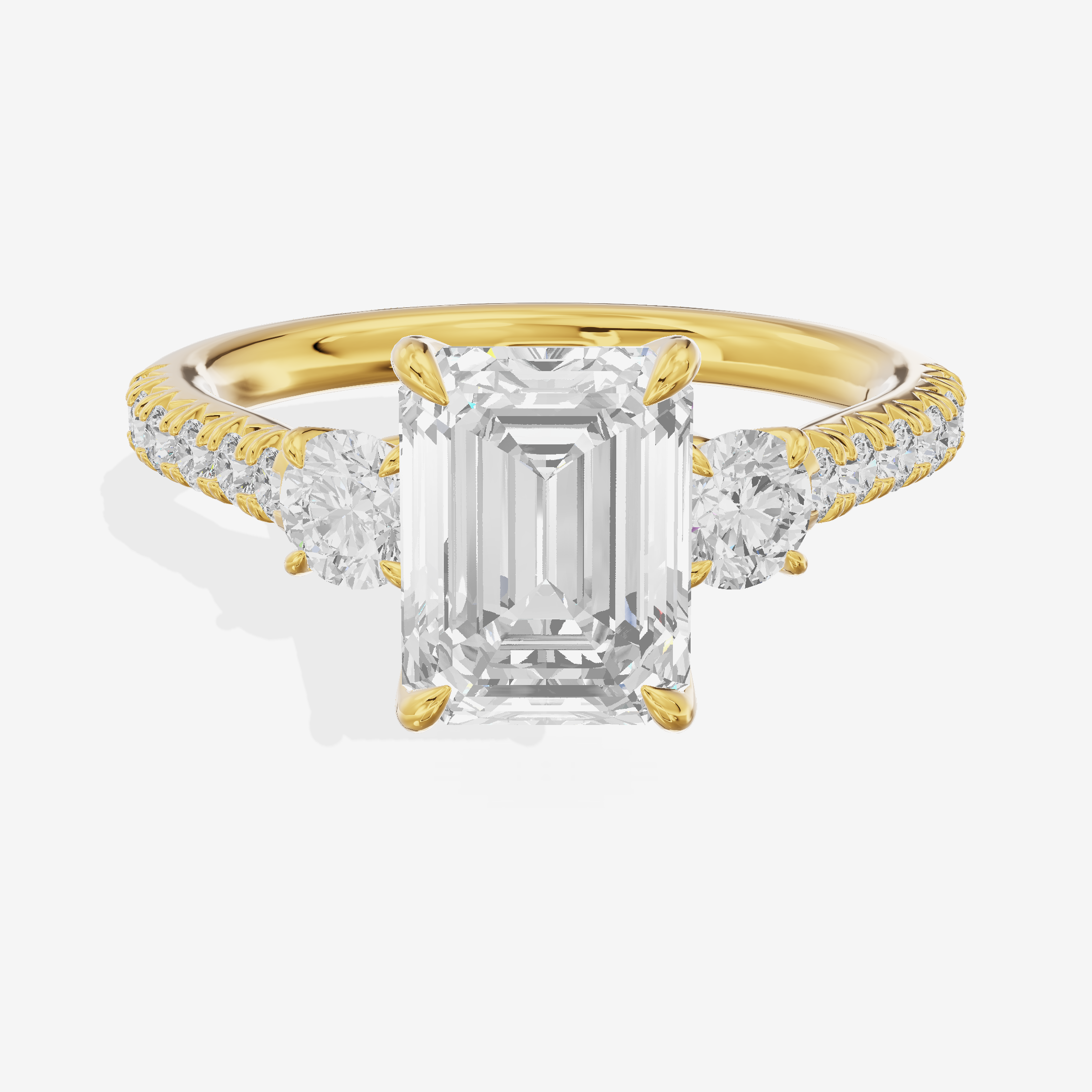 Triade Anniversary Anniversary Emerald Three Stone Engagement Ring (1/2 ct. tw.) in 18K Yellow Gold