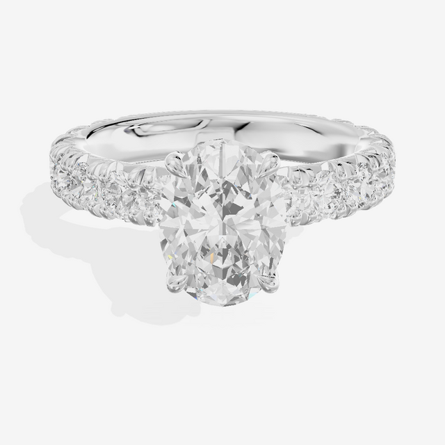 Crowned Sincere Oval Engagement Ring with Side Stones (3/4 ct. tw.) in Platinum