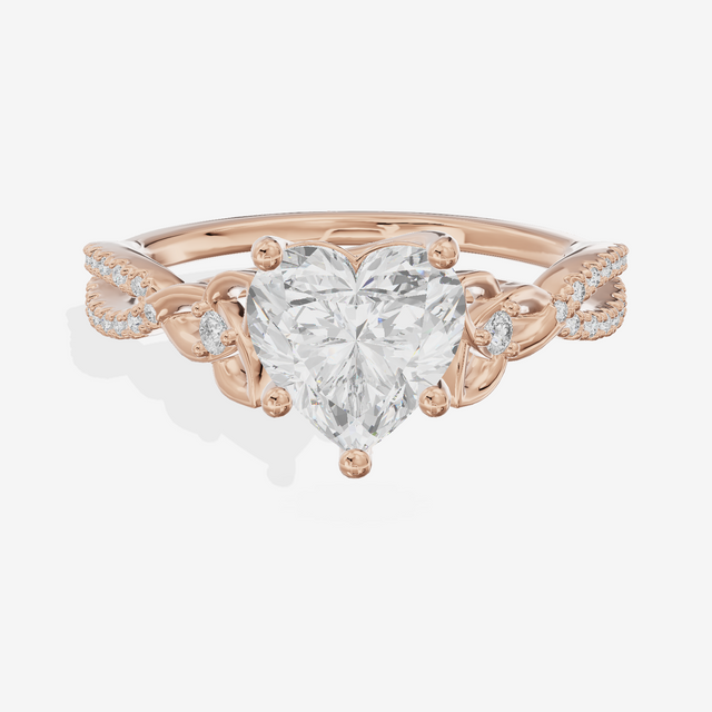 Luxe Sincere Heart Engagement Ring with Side Stones (1/10 ct. tw.) in 18K Rose Gold