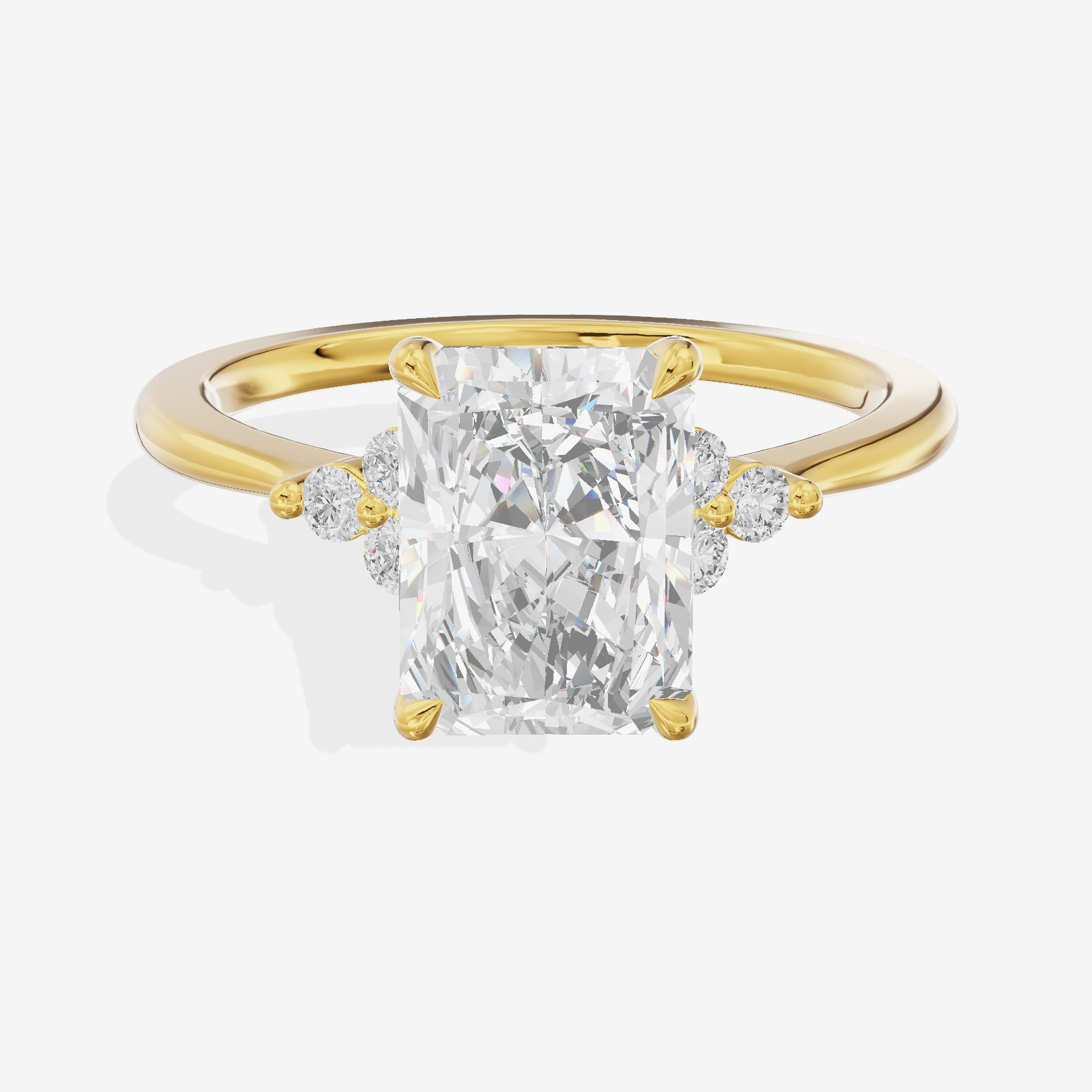 Petite Whisper Radiant Engagement Ring with Side Stones (1/10 ct. tw.) in 14K Yellow Gold