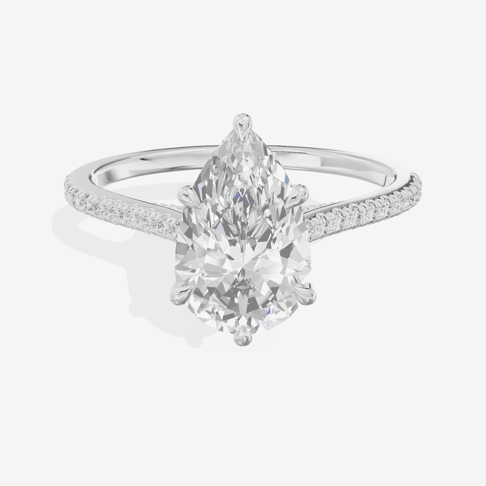 Luxe Aimora Pear Engagement Ring with Side Stones (1/4 ct. tw.) in 14K White Gold