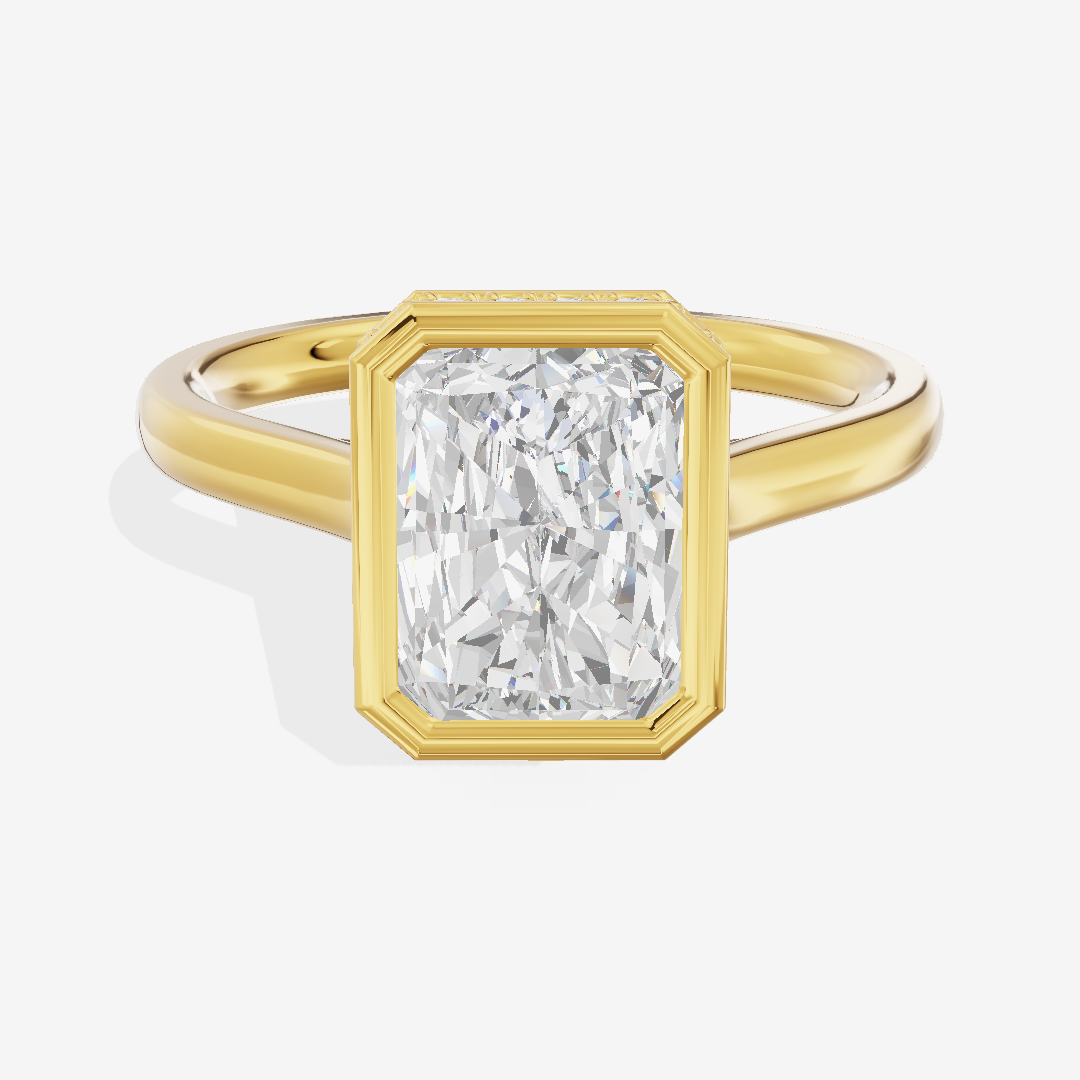 Sincere Hidden Halo Radiant Engagement Ring (1/6 ct. tw.) in 18K Yellow Gold