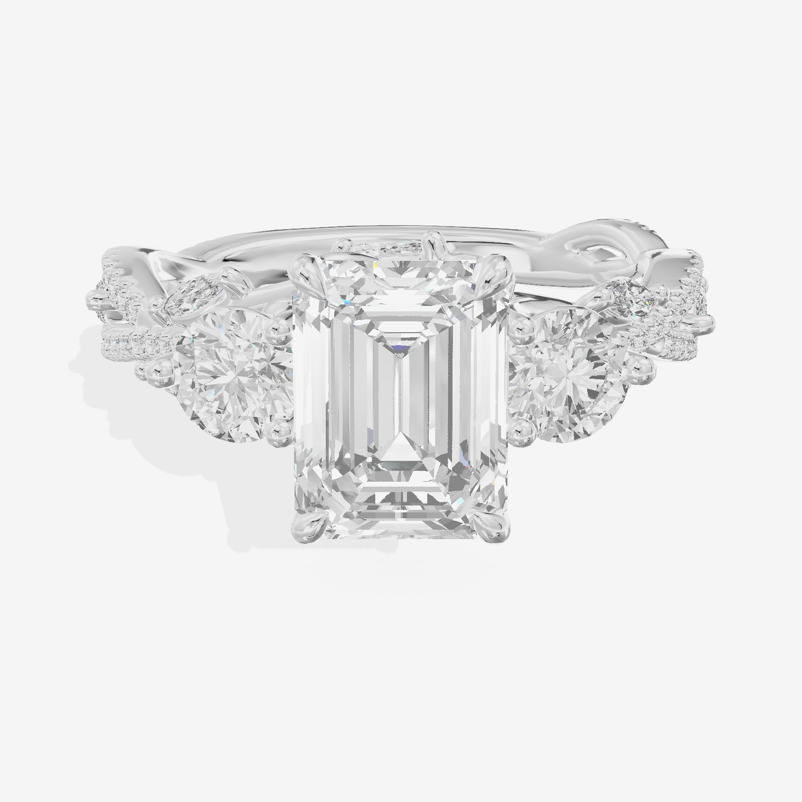 Classic Coeurine Three Stone Emerald Engagement Ring (3/5 ct. tw.) in Platinum
