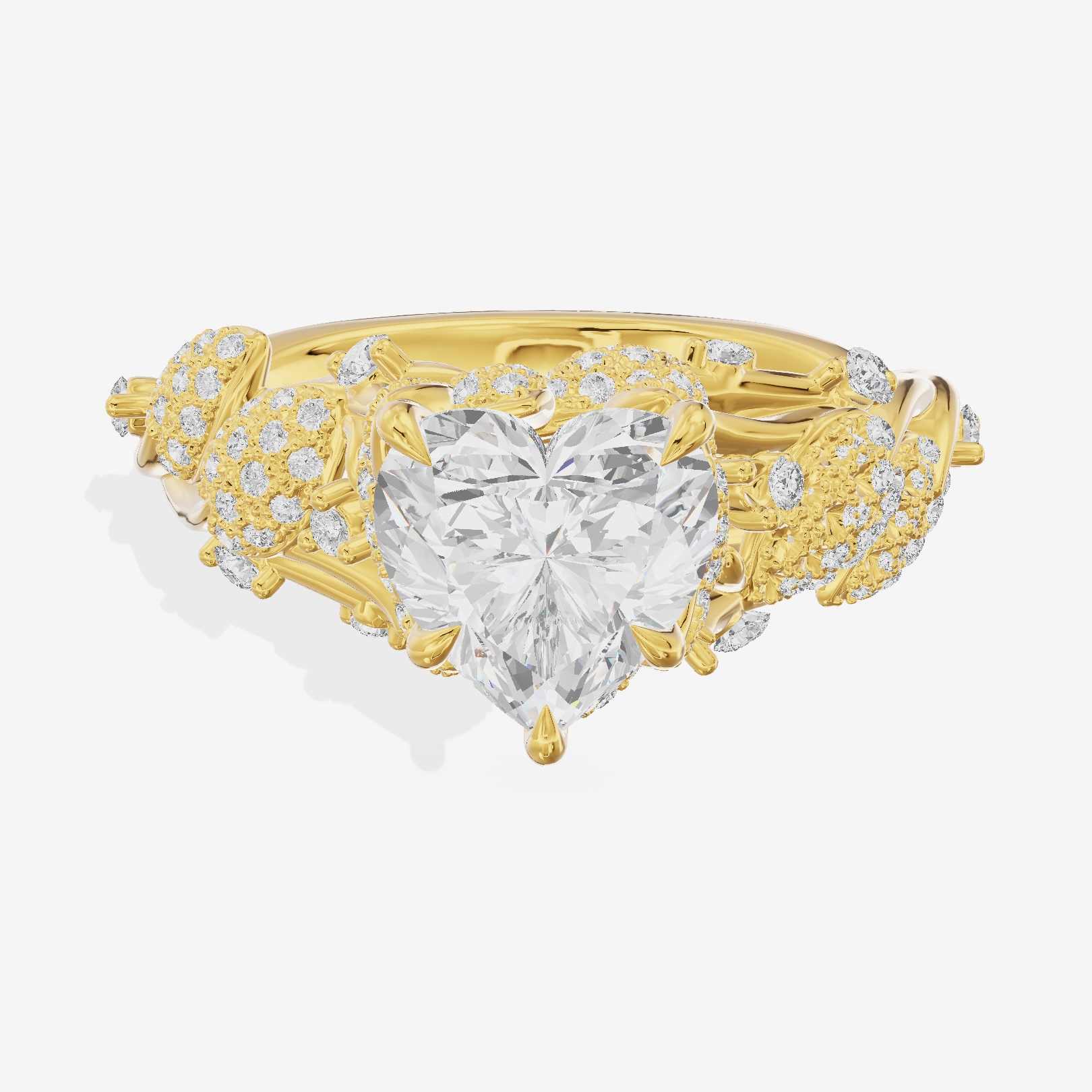 Luxe Eversince Heart Engagement Ring with Side Stones (1/2 ct. tw.) in 18K Yellow Gold