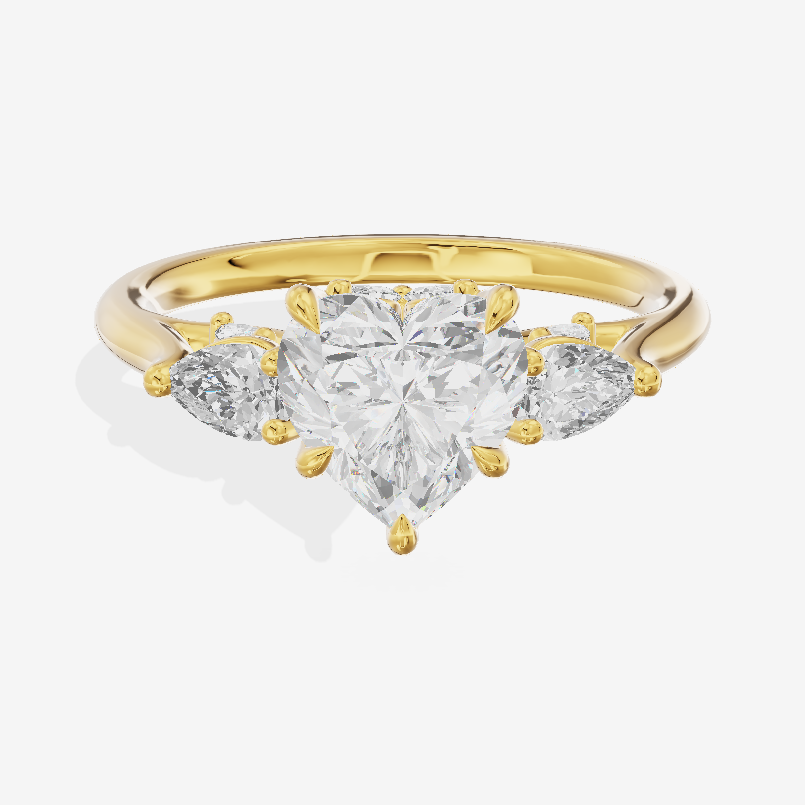 Classic Vowsae Three Stone Heart Engagement Ring (3/5 ct. tw.) in 18K Yellow Gold