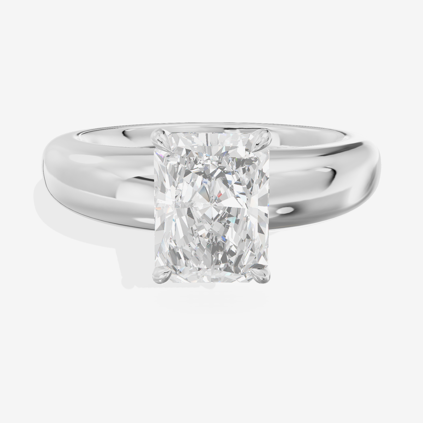 Whispered Adorae 5mm Radiant Solitaire Engagement Ring in 14K White Gold