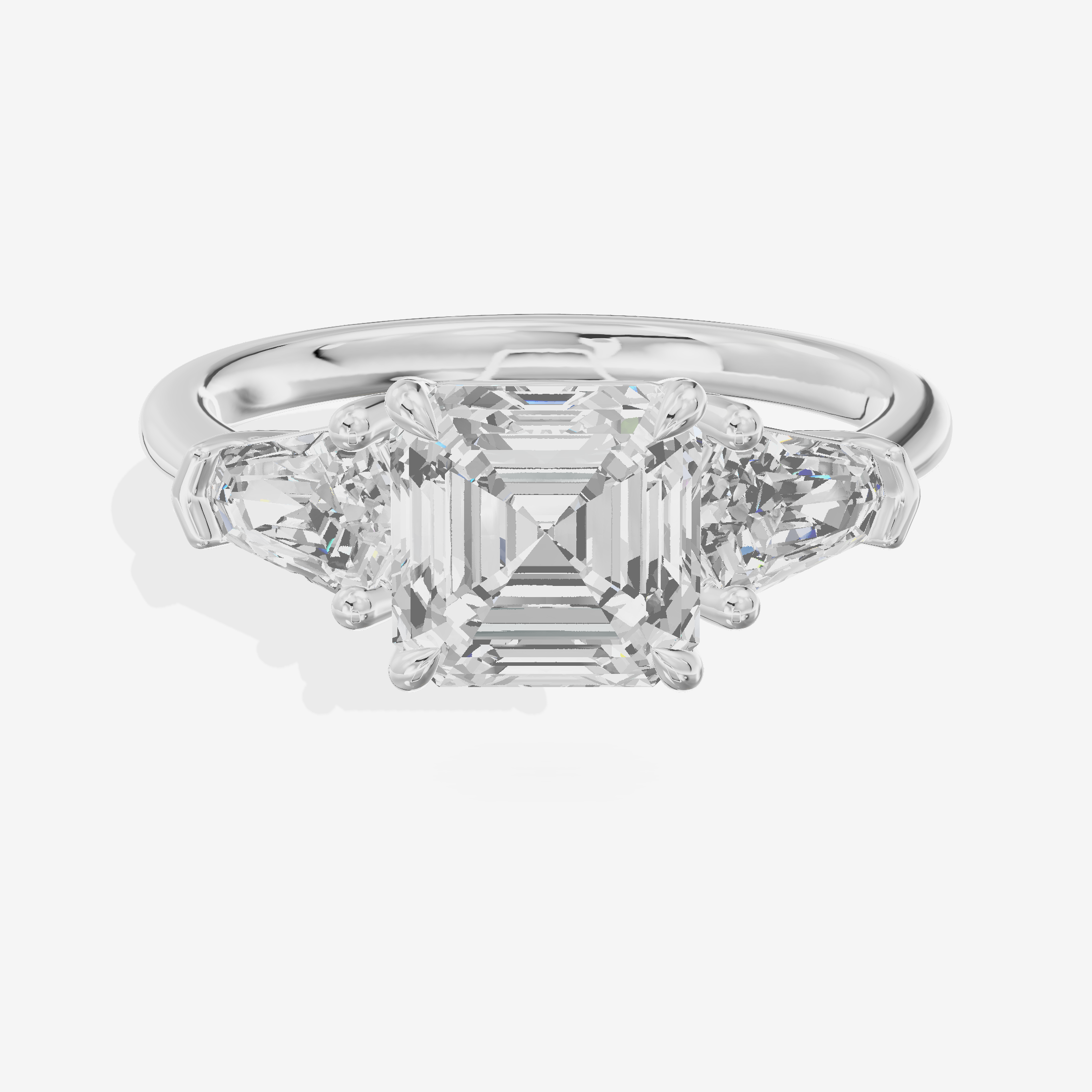 Classic Mirth Asscher Three Stone Engagement Ring (1/2 ct. tw.) in 18K White Gold