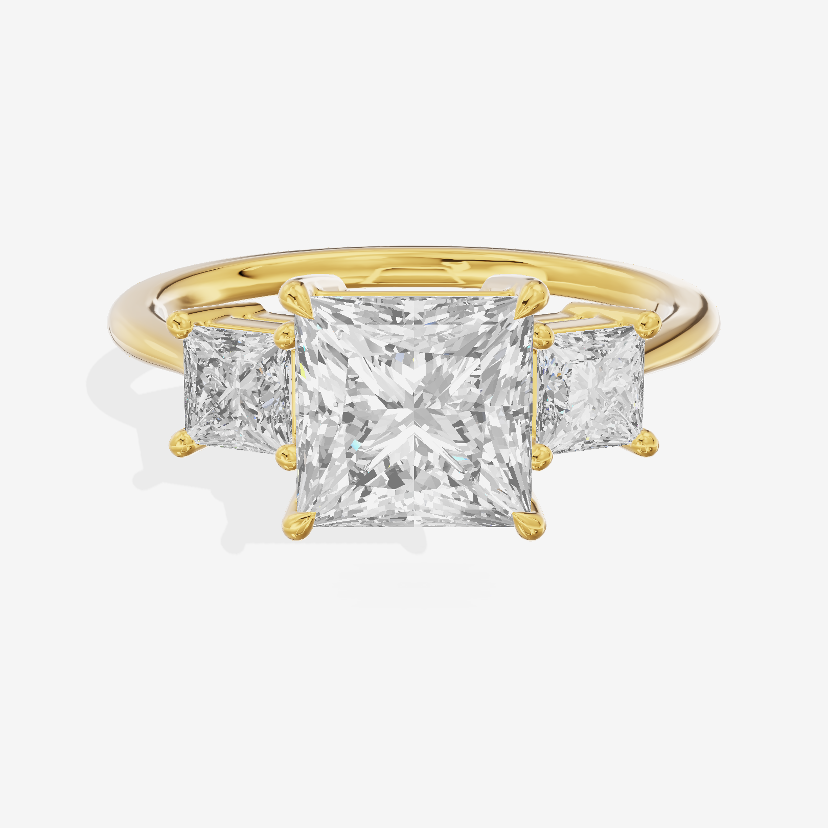 Royal Coeurine Three Stone Princess Engagement Ring (1/2 ct. tw.) in 18K Yellow Gold