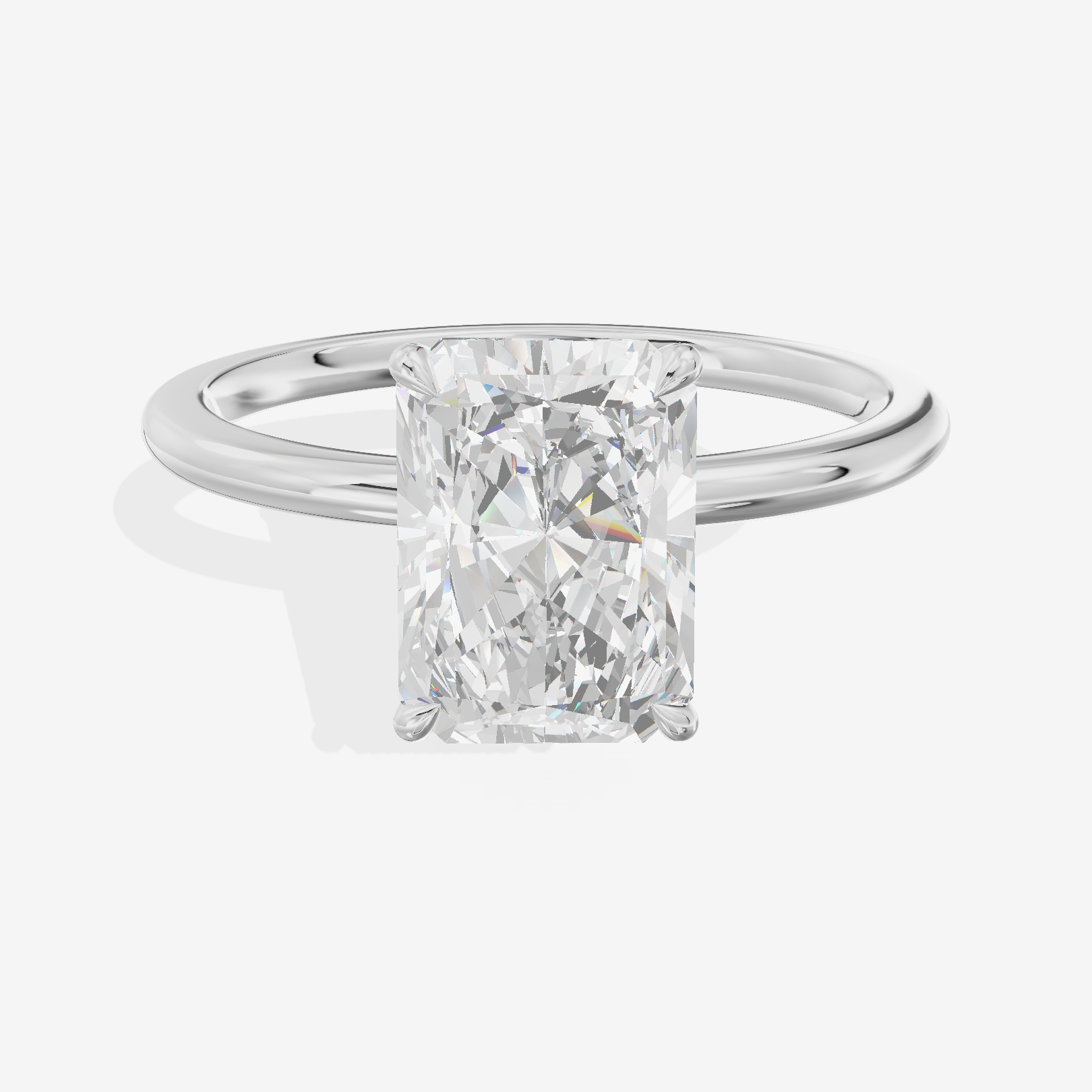 Petite Aimora 1.5mm Radiant Solitaire Engagement Ring in 14K White Gold