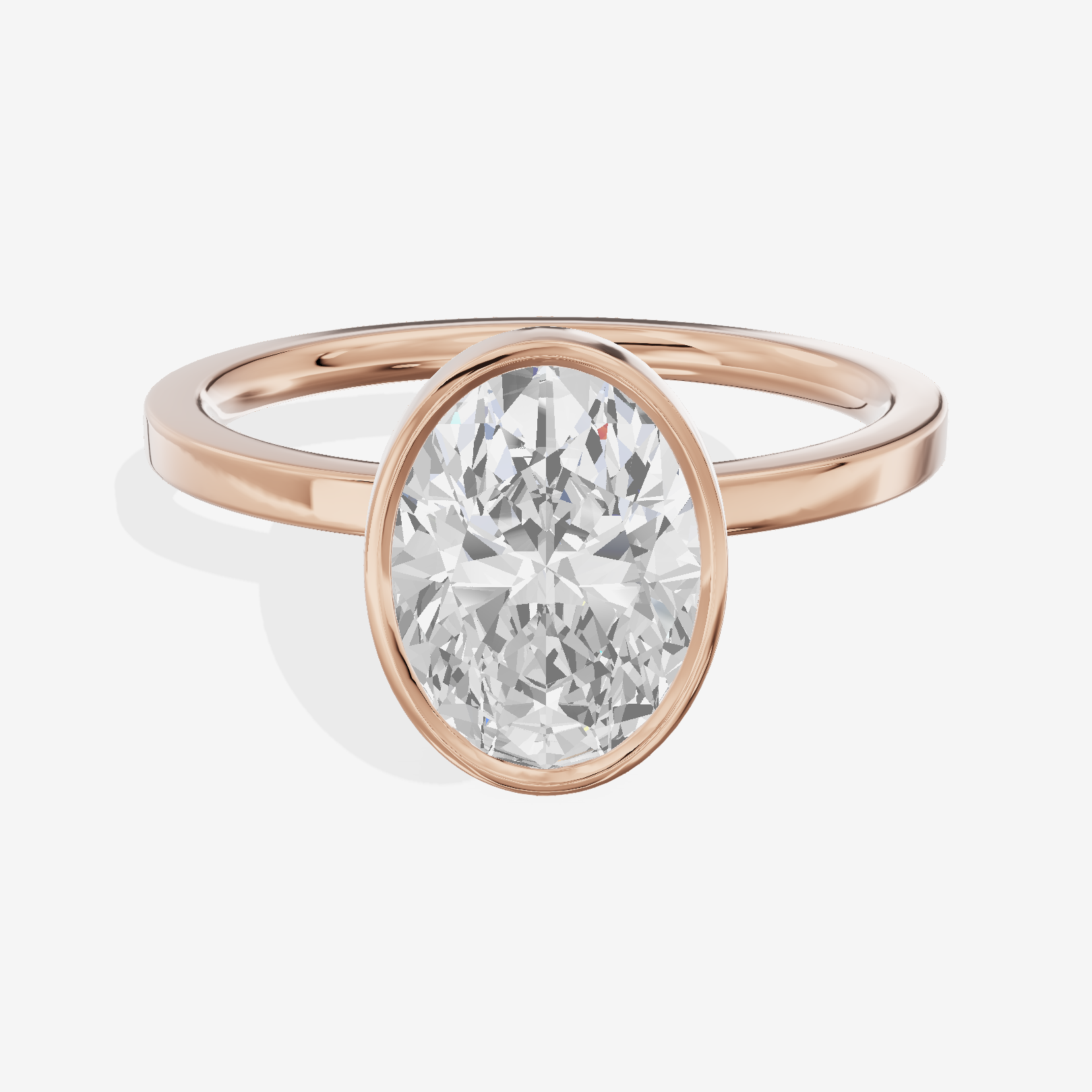 One of One Classic 1.5mm Oval Bezel Engagement Ring in 18K Rose Gold