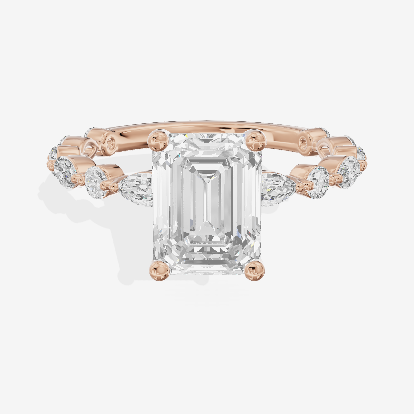 Solea Cathedral 2mm Emerald Engagement Ring with Side Stones (1/2 ct. tw.) in 14K Rose Gold