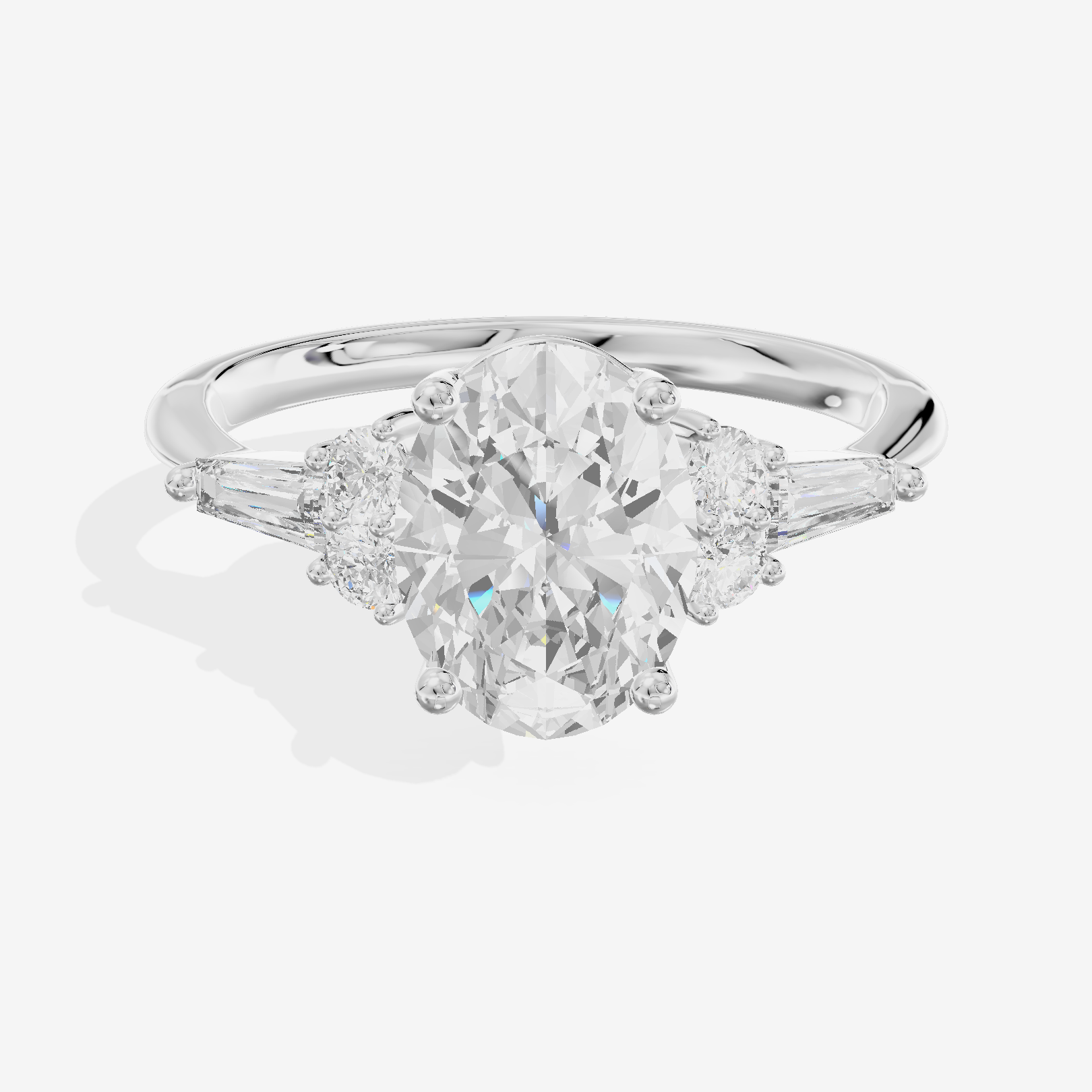 Modern Cherubine Oval Engagement Ring with Side Stones (1/4 ct. tw.) in 14K White Gold