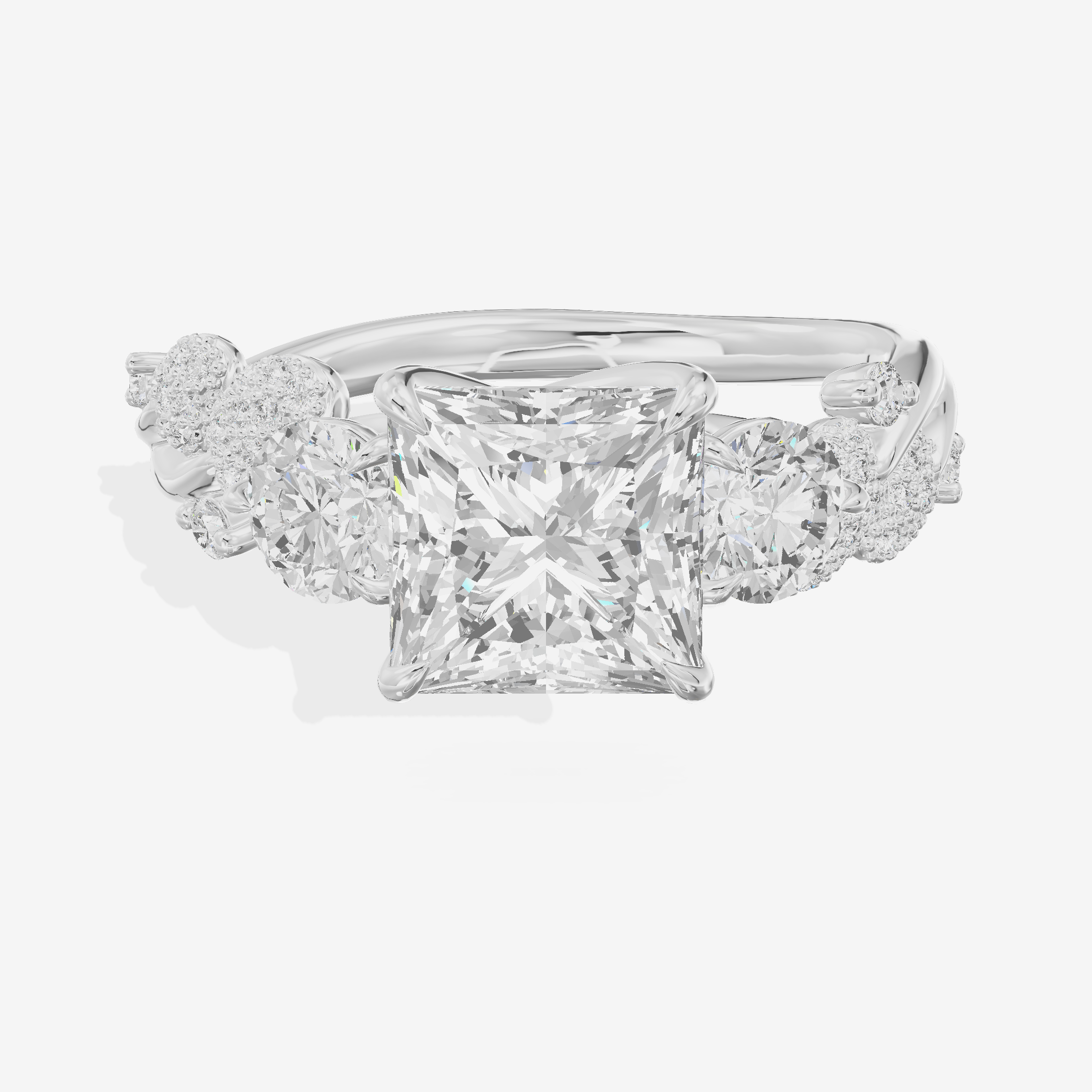 Classic Coeurine Three Stone Princess Engagement Ring (3/5 ct. tw.) in 14K White Gold