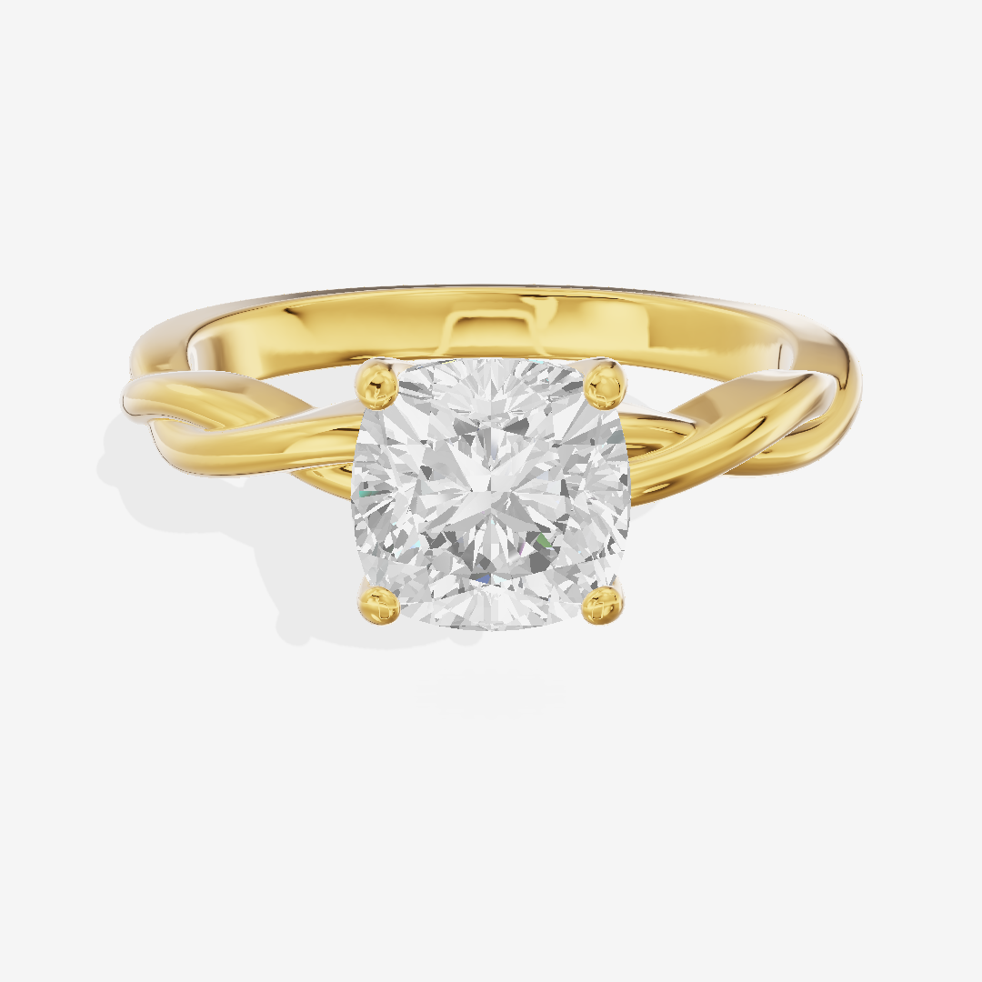 Twined Coeurine Cushion Twisted Engagement Ring in 18K Yellow Gold