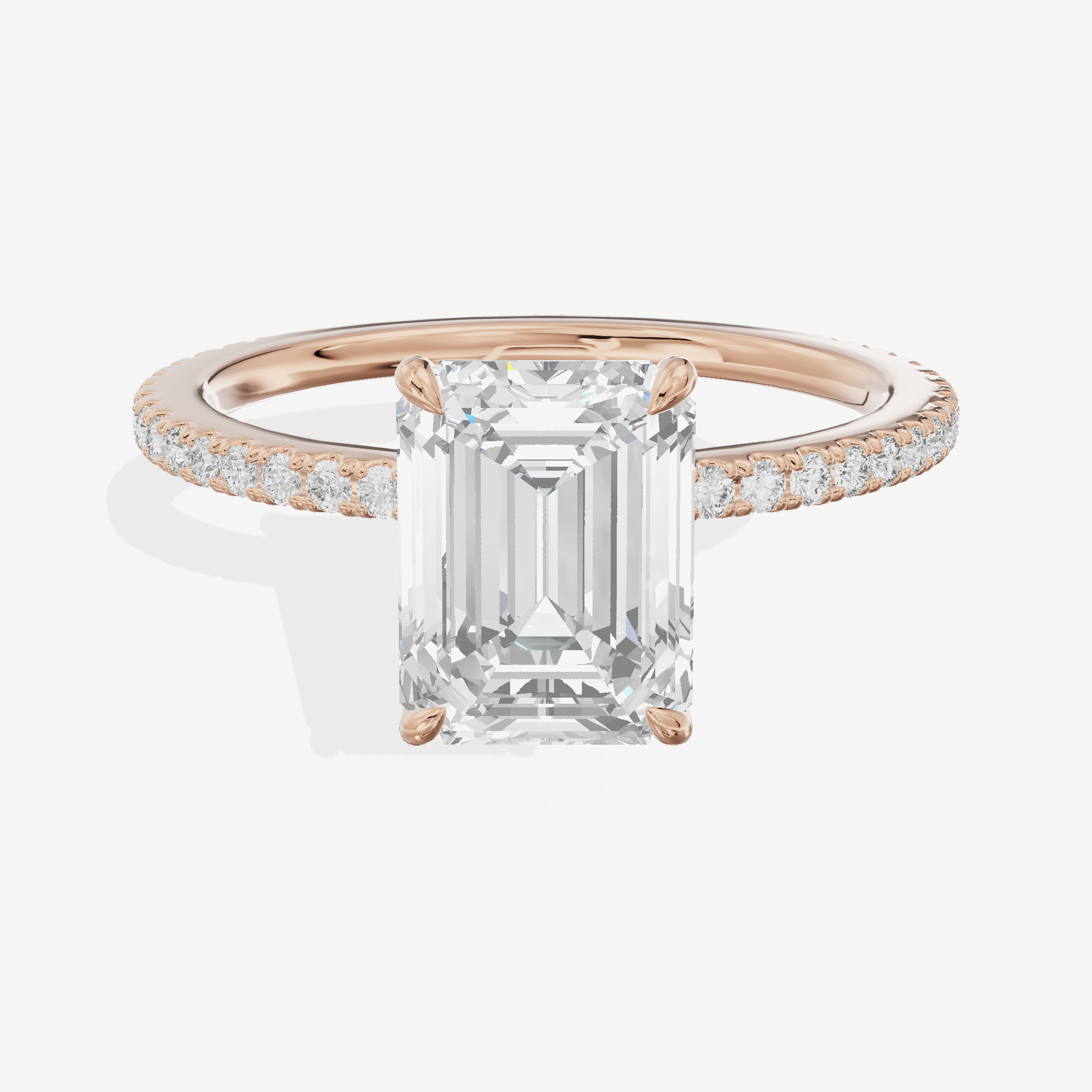 Petite Cherubine Emerald Engagement Ring with Side Stones (1/3 ct. tw.) in 14K Rose Gold