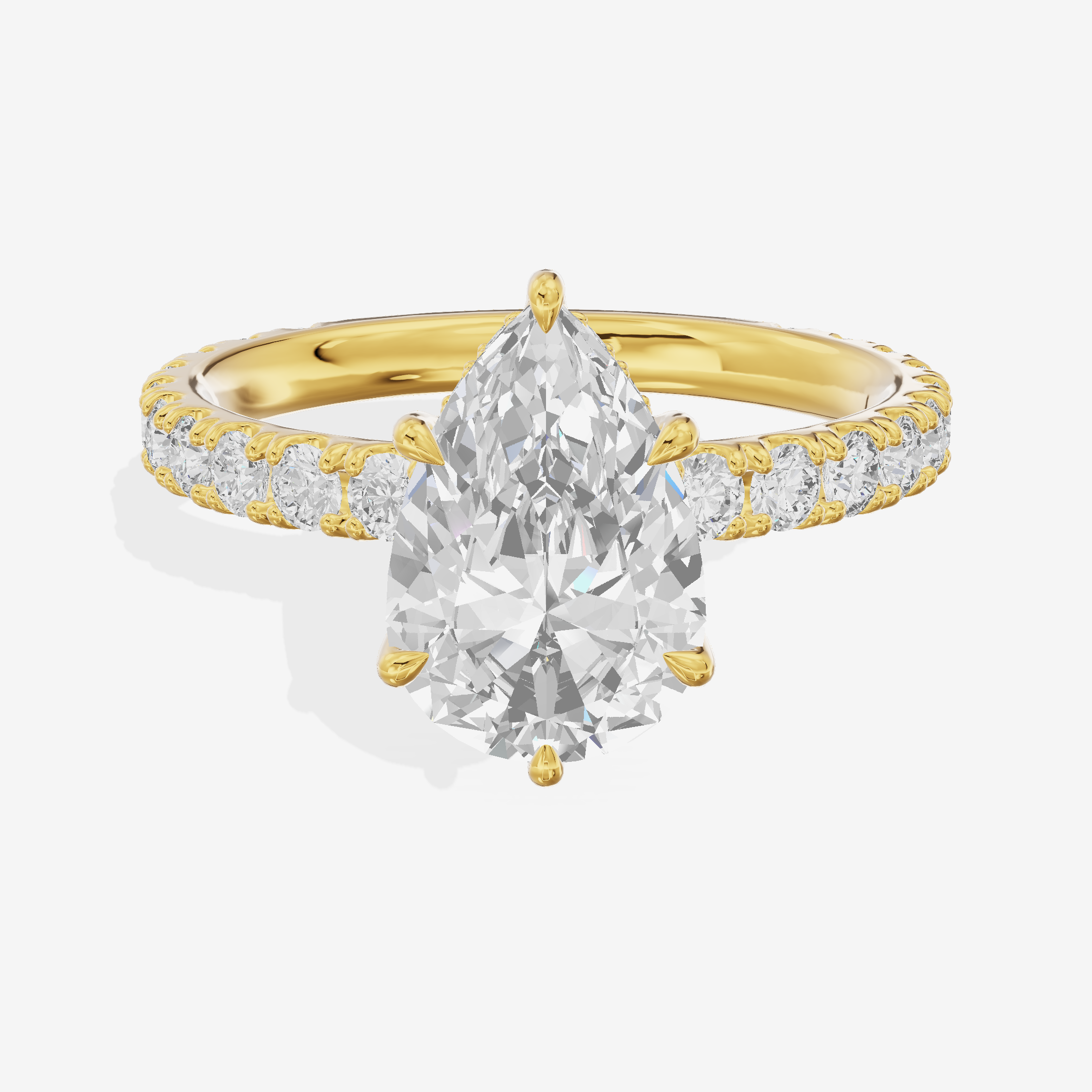 Grand Coeurine Pear Engagement Ring with Side Stones (3/5 ct. tw.) in 14K Yellow Gold