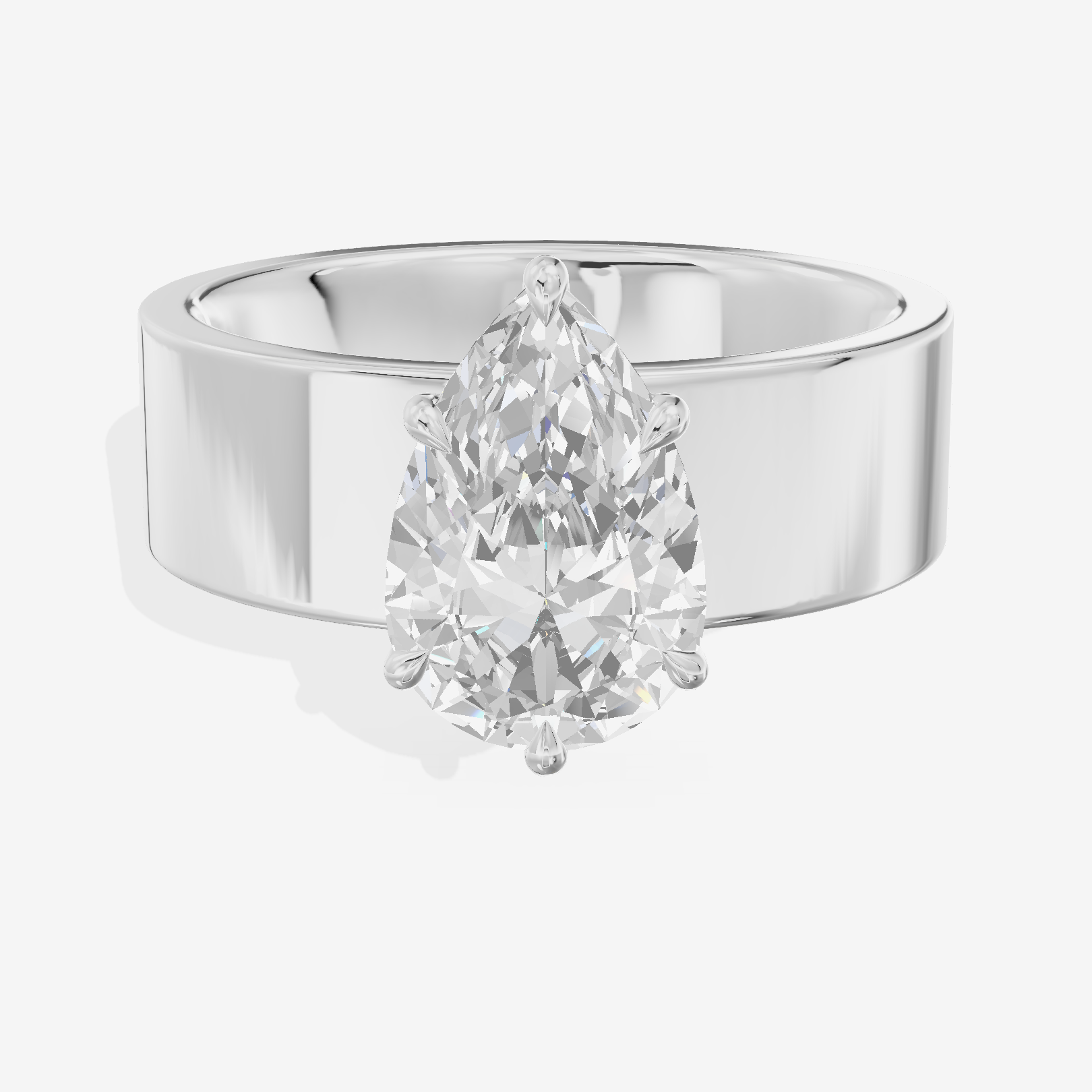 Aimora Solitaire 6mm Pear Engagement Ring in 18K White Gold